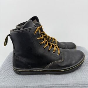 Dr. Martens Leyton Leather Ankle Boots Black Women's US 6 SEE FLAWS Grunge Docs‎